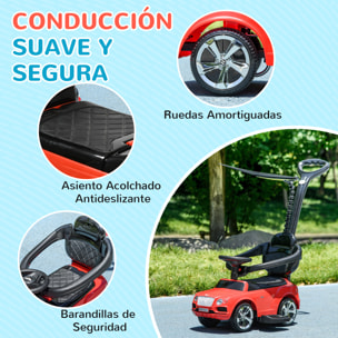 Coche Correpasillos 3 en 1 Correpasillos con Licencia Bentley Bentayga Correpasillos para Bebés de 12-36 Meses con Asa de Empuje y Toldo Desmontables Música Bocina Rojo