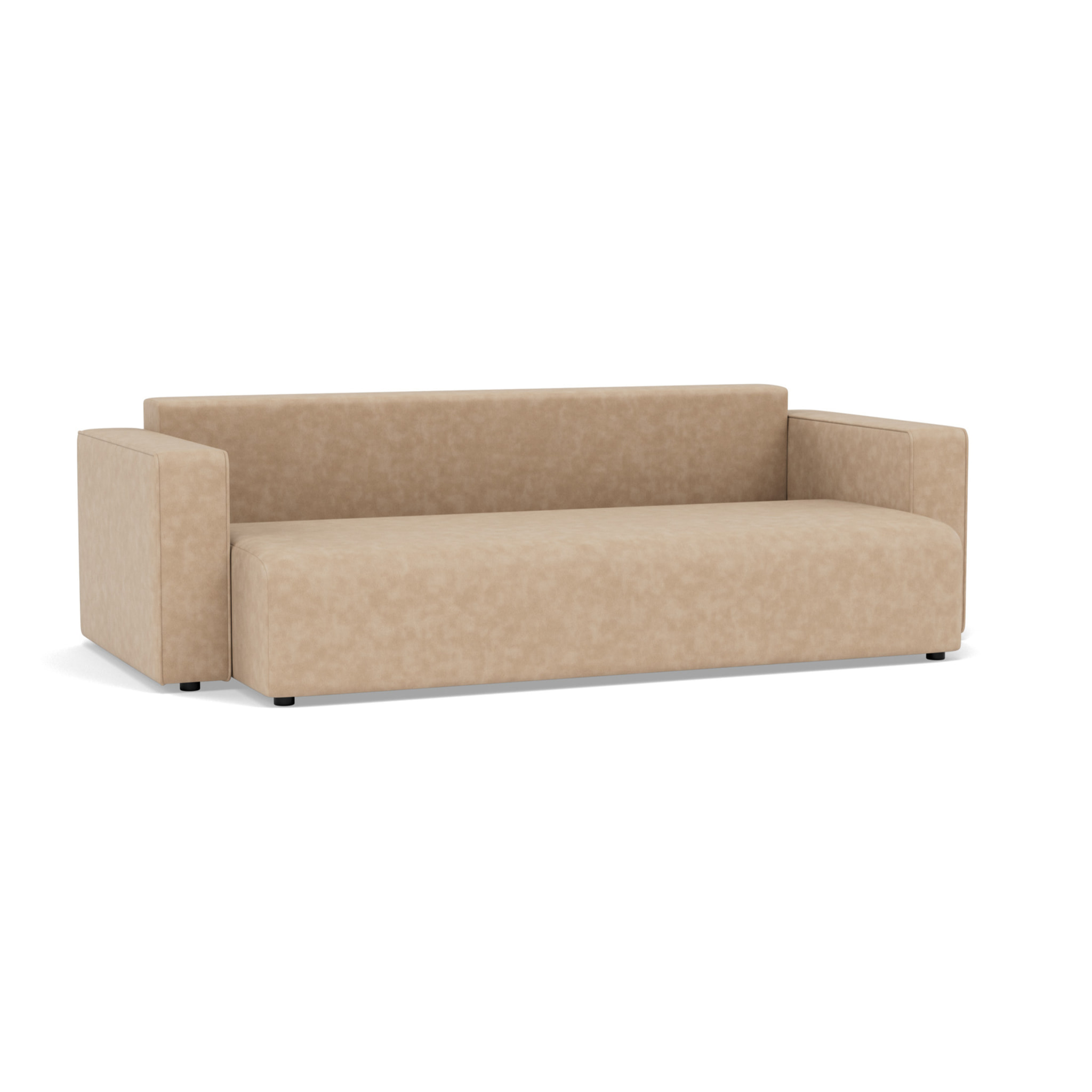Topaze - canapé droit 3 places convertible avec coffre en simili - Beige