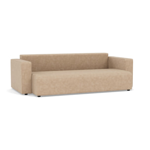 Topaze - canapé droit 3 places convertible avec coffre en simili - Beige