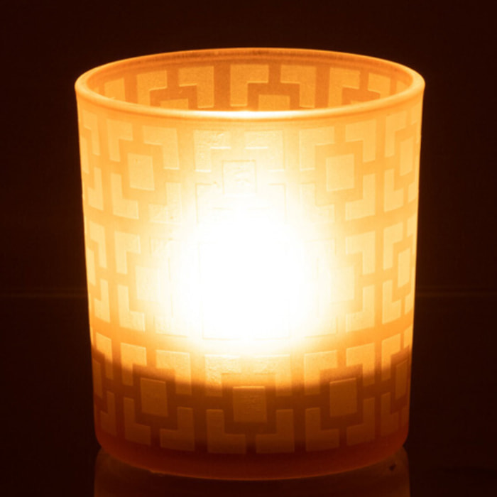 J-Line photophore Carres - verre - beige - small - 3 pcs