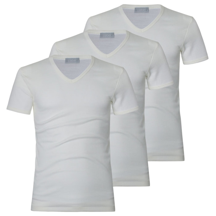 3 Maglie Intime da Uomo Lana Cotone LIABEL, Scollo V, Art. 5110-53