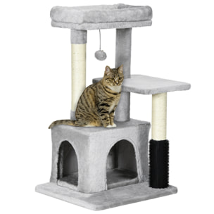 Árbol Rascador para Gatos Medianos Altura 85 cm Árbol para Gatos con Nido Plataforma Bola Colgante Juguete Rascador y Postes de Sisal 48x48x85 cm Gris