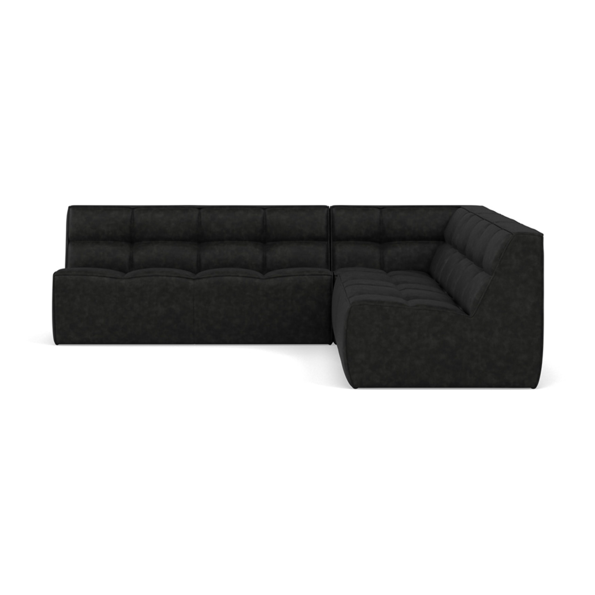 Alya - canapé modulable d'angle réversible 5 places en simili - Noir