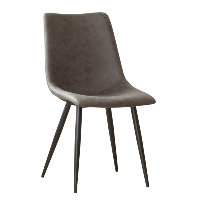 Chaise rembourrée Belmont -tapisserie et pieds métalliques-couleur gris 44 x 87 x 52 cm