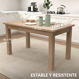 Mesa de Comedor Mesa Rectangular para 6 Personas Tablero Laminado para Cocina Salón 140x80x78 cm Natural