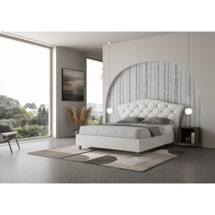 Cama sin somier acolchada 160x210 cuero sintético blanco Langre