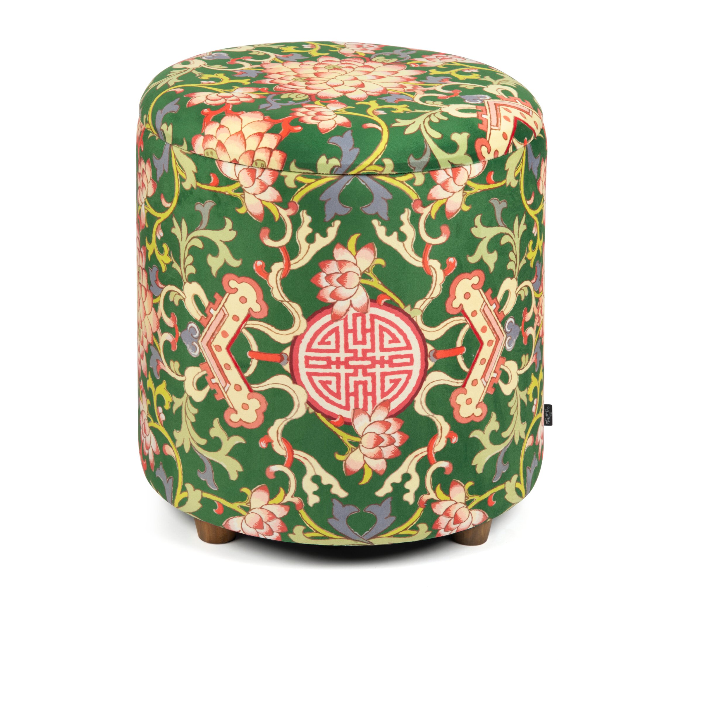 Pouf contenitore Excelsa La Via Della Seta velluto e legno 39x39x43 cm multicolore