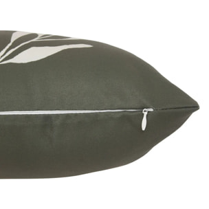 Housse de coussin d'extérieur Tileo 50x30cm motif feuilles vert foncé