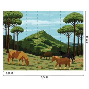 Papier peint panoramique Rhune et pottock illustrés  Intissé