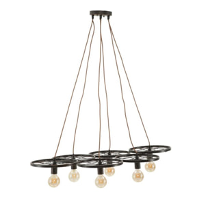 LAMPADARIO INDUST CIRCLE 6 LUCI OFFICINE 55 BICOLORE