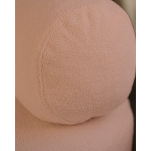 Fauteuil en bouclé rond couleur rose de 91x71cm Hauteur: 71 Longueur: 91 Largeur: 91
