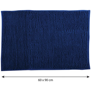 Alfombra de baño MSV "Chenille" antideslizante de microfibra en color azul oscuro 60 x 90 cm