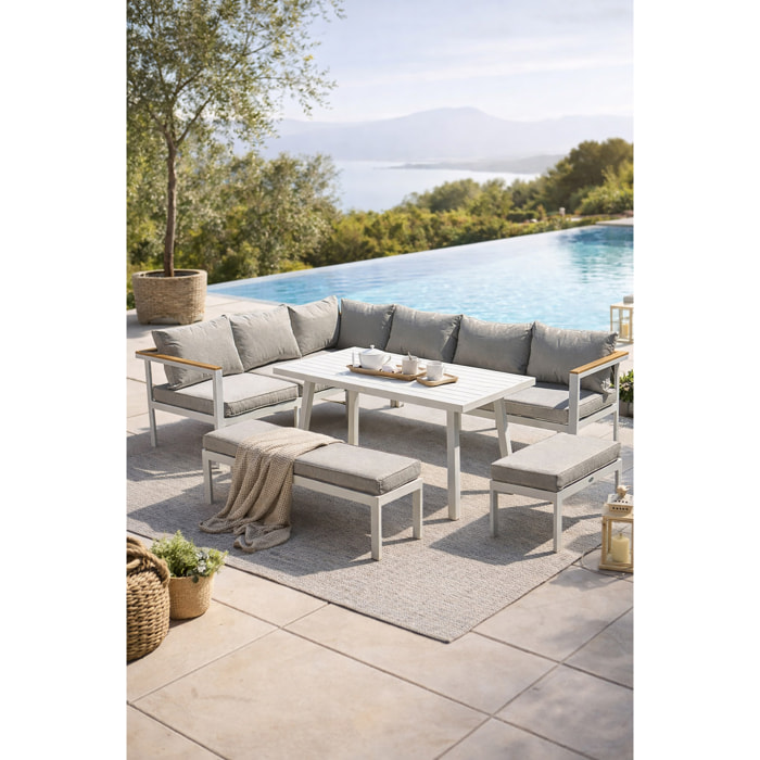 MAJARI - Ensemble repas de jardin 9 places - Blanc