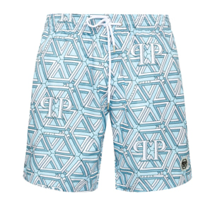 PHILIPP PLEIN Swim Trunks HEXAGON MONOGRAM