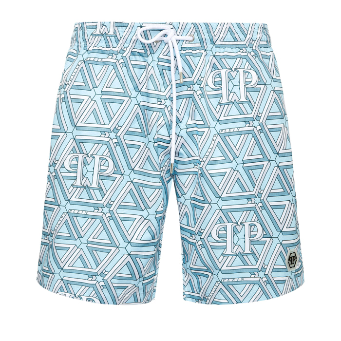 PHILIPP PLEIN Swim Trunks HEXAGON MONOGRAM