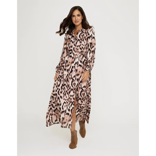 Vestido Largo Animal Print - Leormin