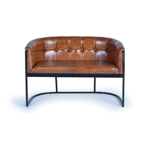 Sofá de Piel 115 Cm Estilo Industrial Vintage (tipo Chester)