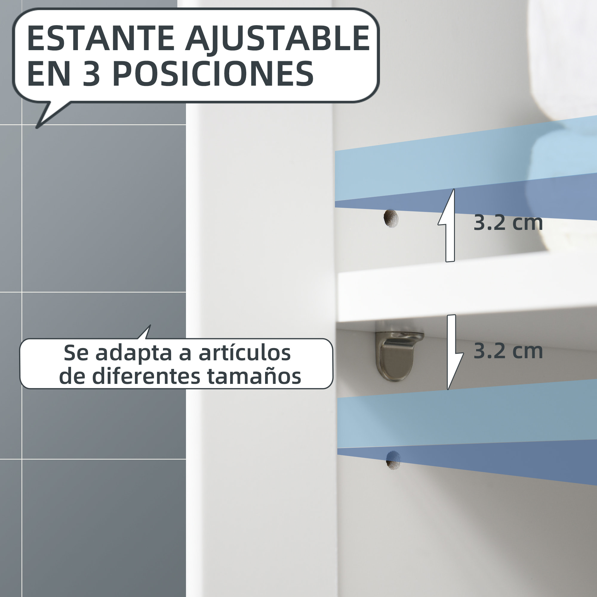 Armario Auxiliar de Baño Mueble de Baño Auxiliar con 1 Cajón 2 Puertas y Estante Ajustable para Lavabo Ducha Estilo Moderno 60x30x80 cm Blanco