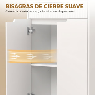 Armario Alto de Baño, Mueble de Baño Estrecho con 3 Estantes Abiertos, Cajón Acanalado, Estante Ajustable y Puertas de Cierre Suave, para Espacios Pequeños, 60x30x171 cm, Blanco