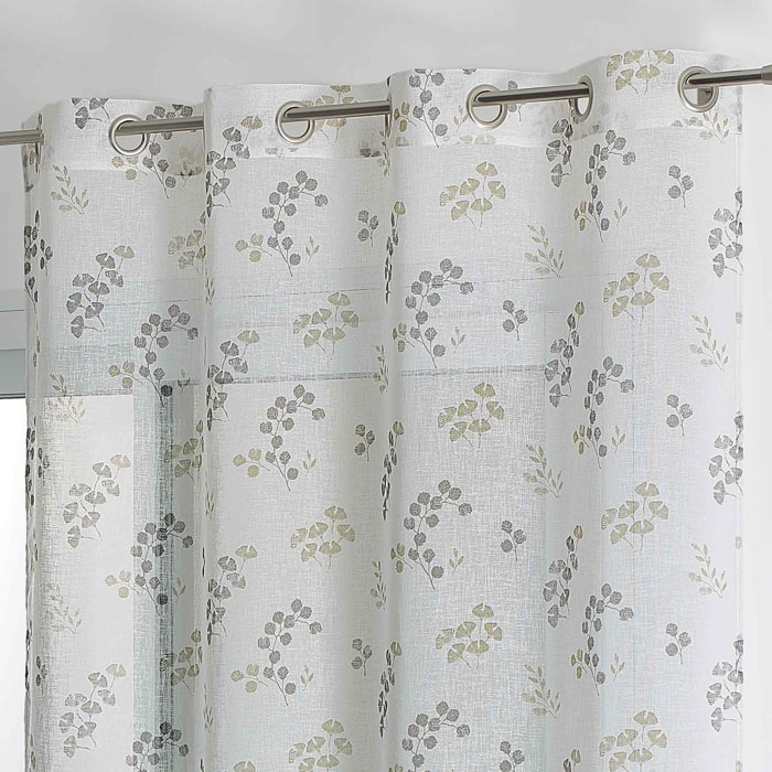 Voilage tamisant en étamine fleurie - Taupe