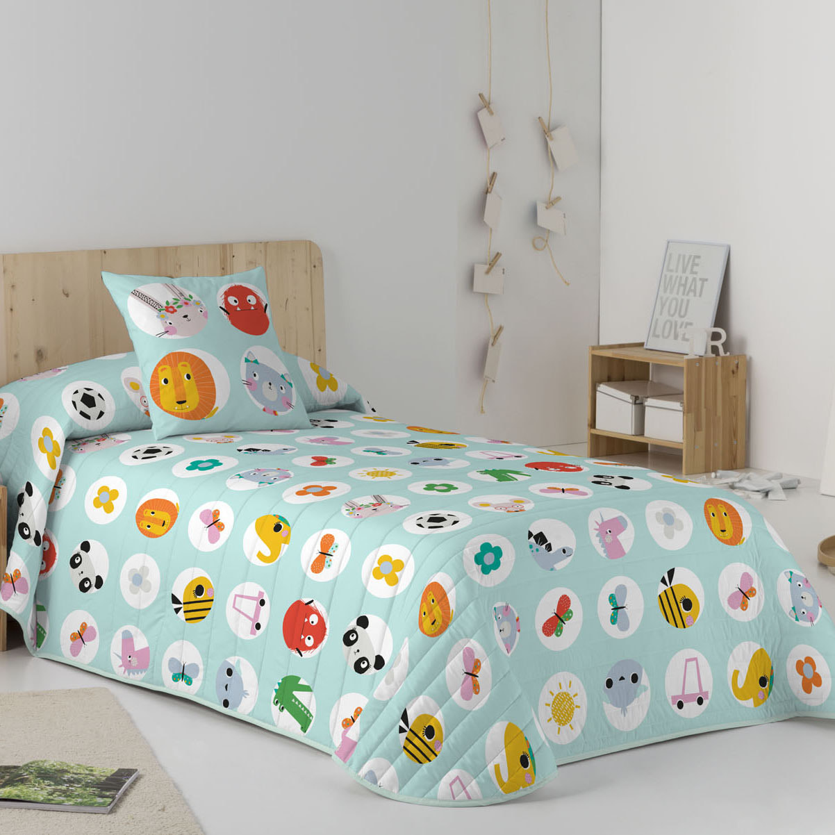 Lemon Ribbon - Colcha Bouti Estampada - Reversible - Infantil - 100% Algodón - 70 gr/m² - Points