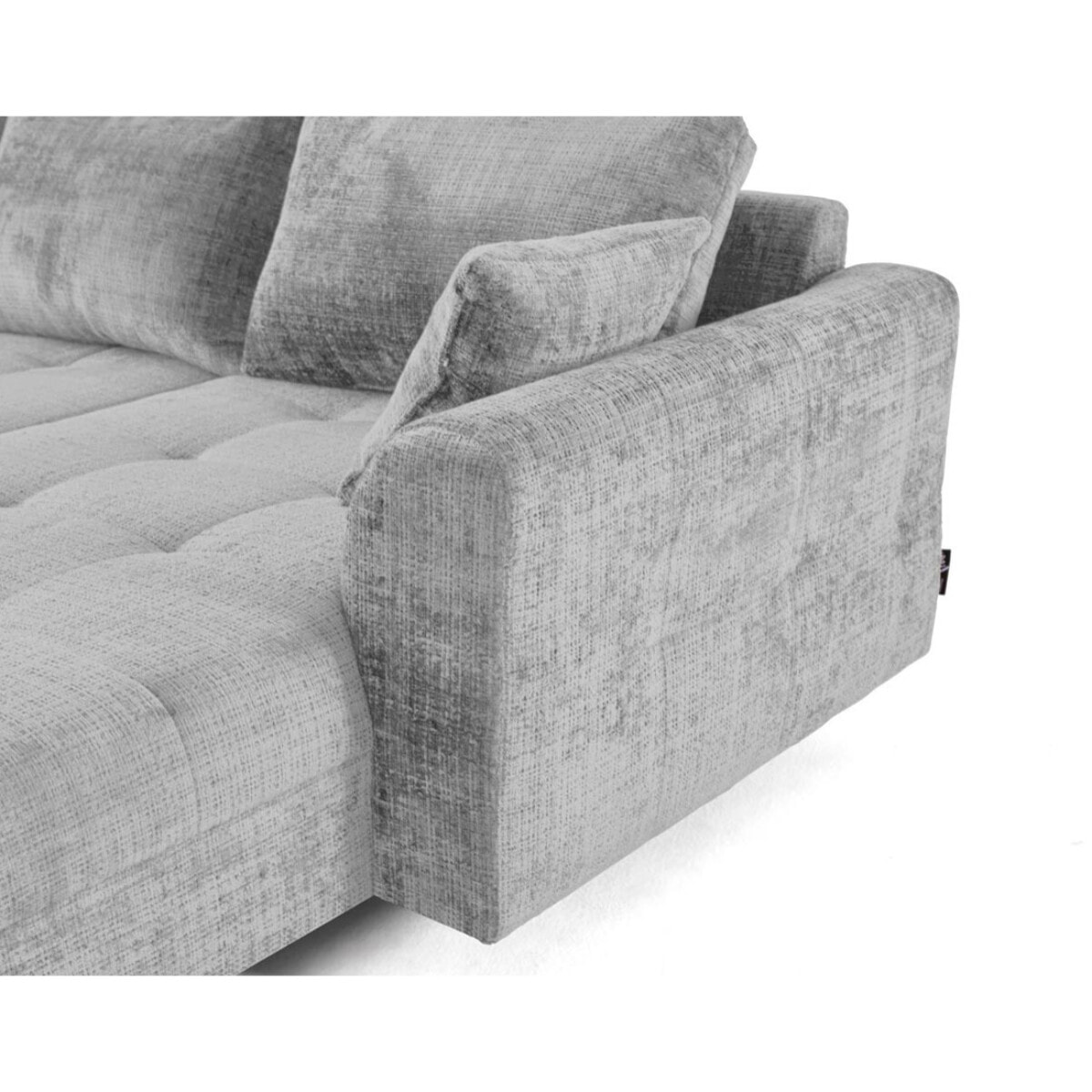 Rune - canapé panoramique d'angle gauche 7 places en velours texturé - Gris