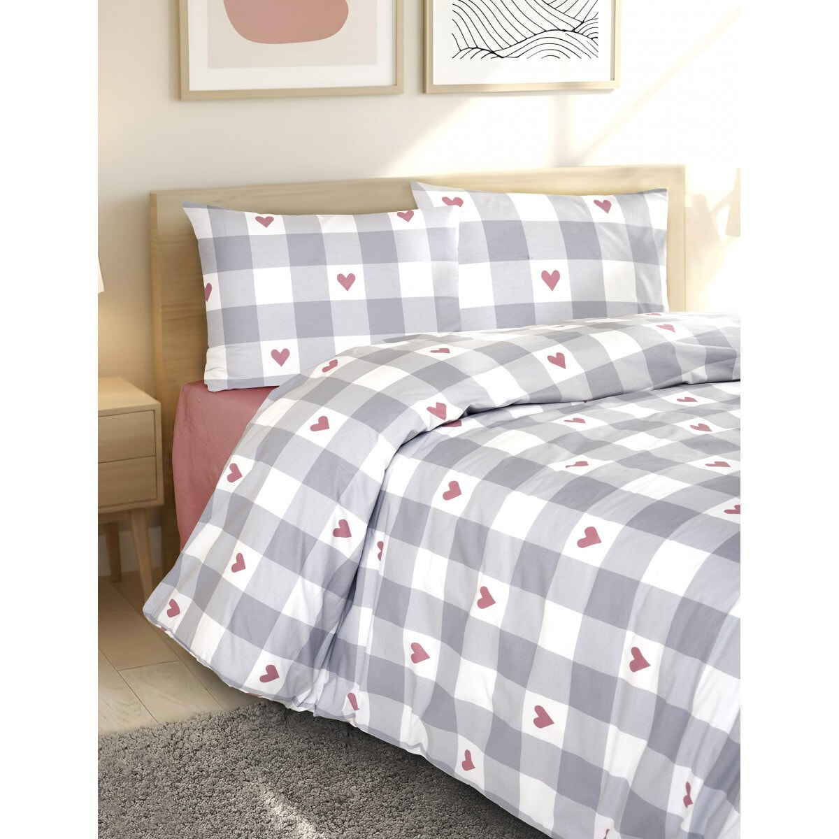 Parure housse de couette et taie(s) d'oreiller coton imprimé