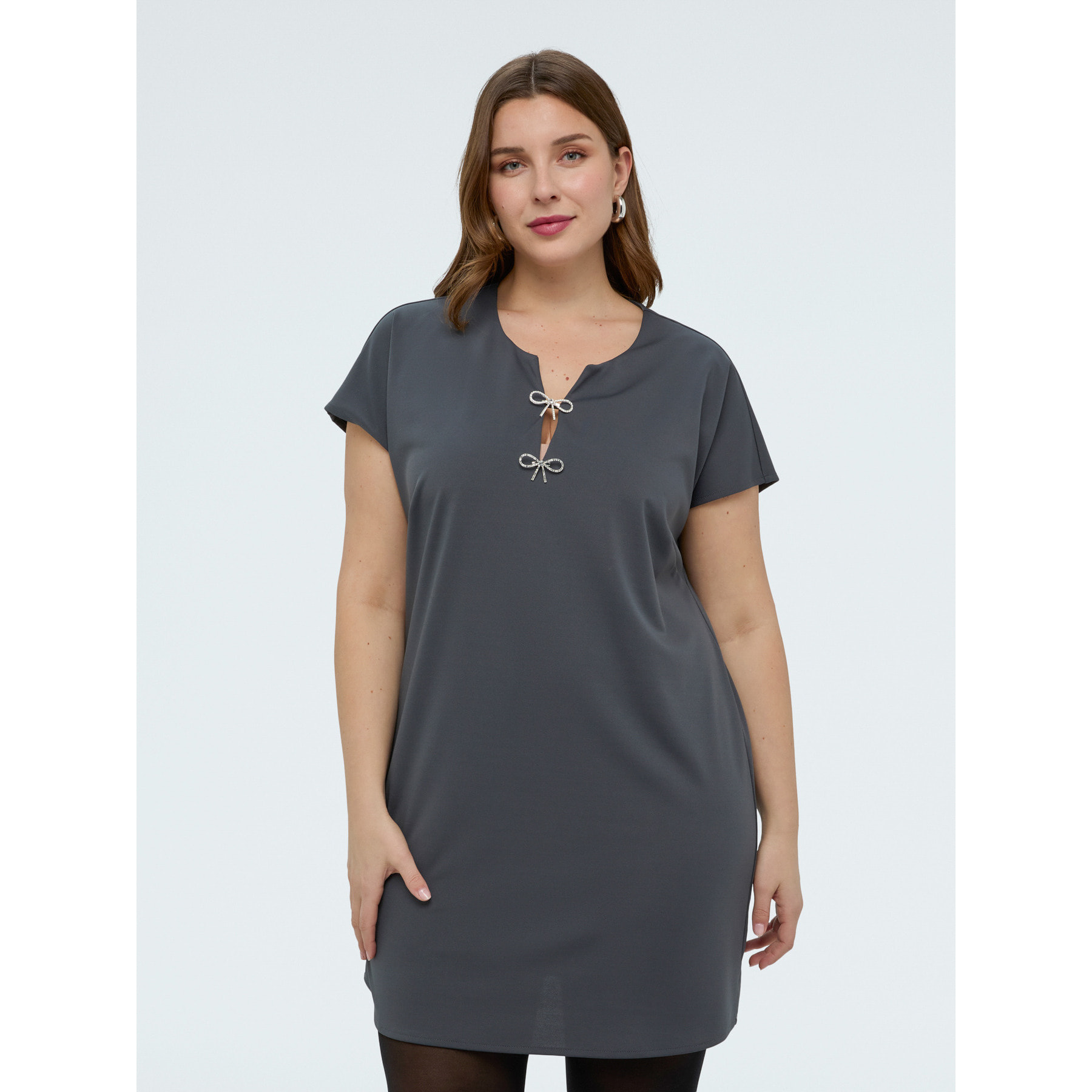 Fiorella Rubino - Vestito in Punto Milano fiocchetti - Grigio