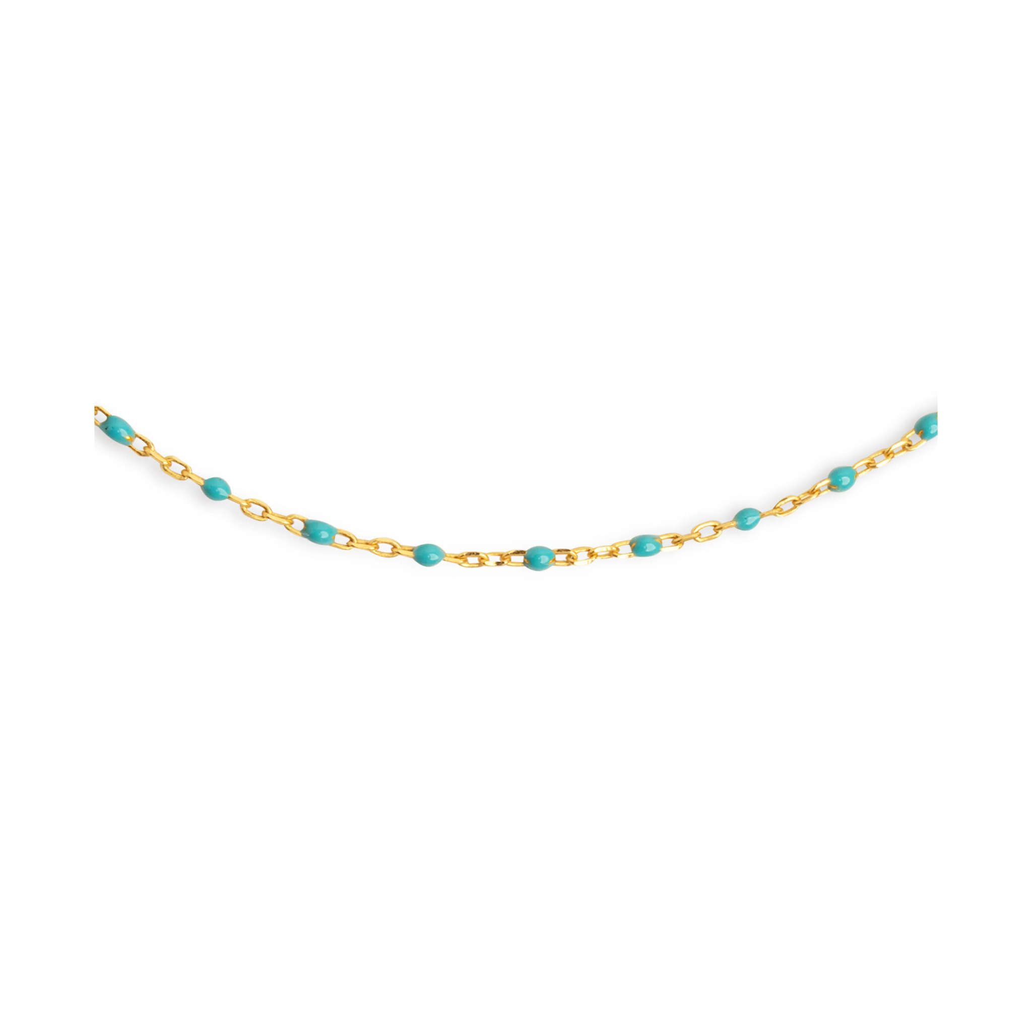 Collar Dots Turquoise Enamel Plata Baño Oro