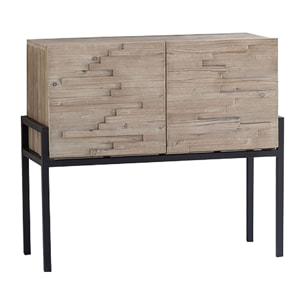 Buffet 2 portes en pin recyclé et pieds en métal noir KRISTEN