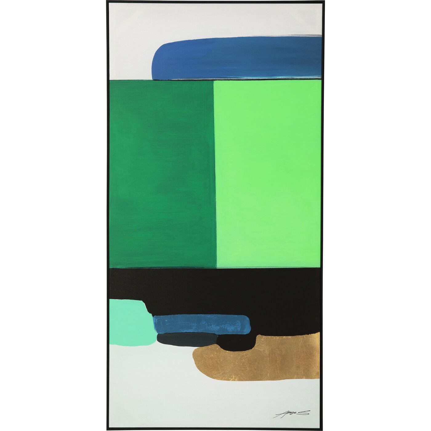 Peinture Frame Abstract Shapes verte 73x143cm Kare Design