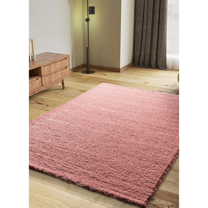 ATLAS Alfombra shaggy lisa en color rosa, varias medidas disponibles