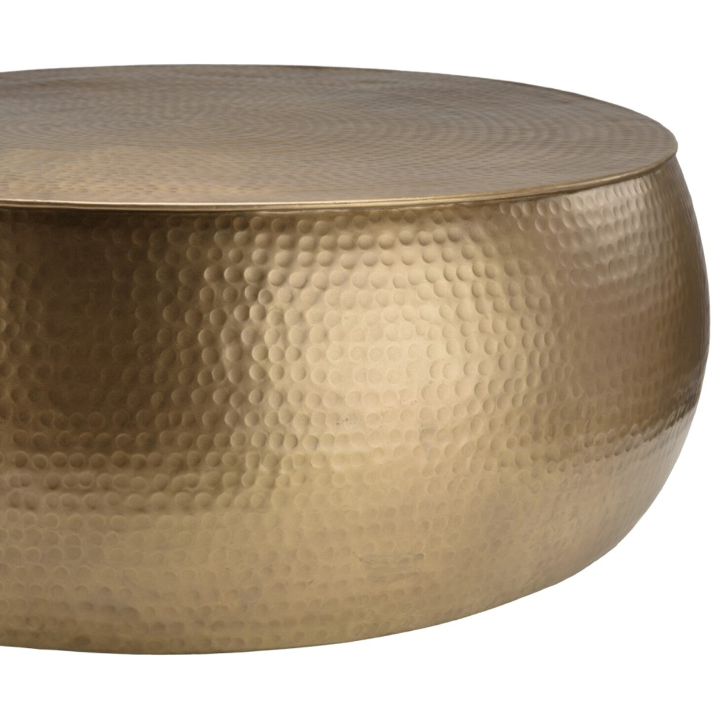 JOHAN - Table basse ronde 106x106cm effet martelé aluminium doré