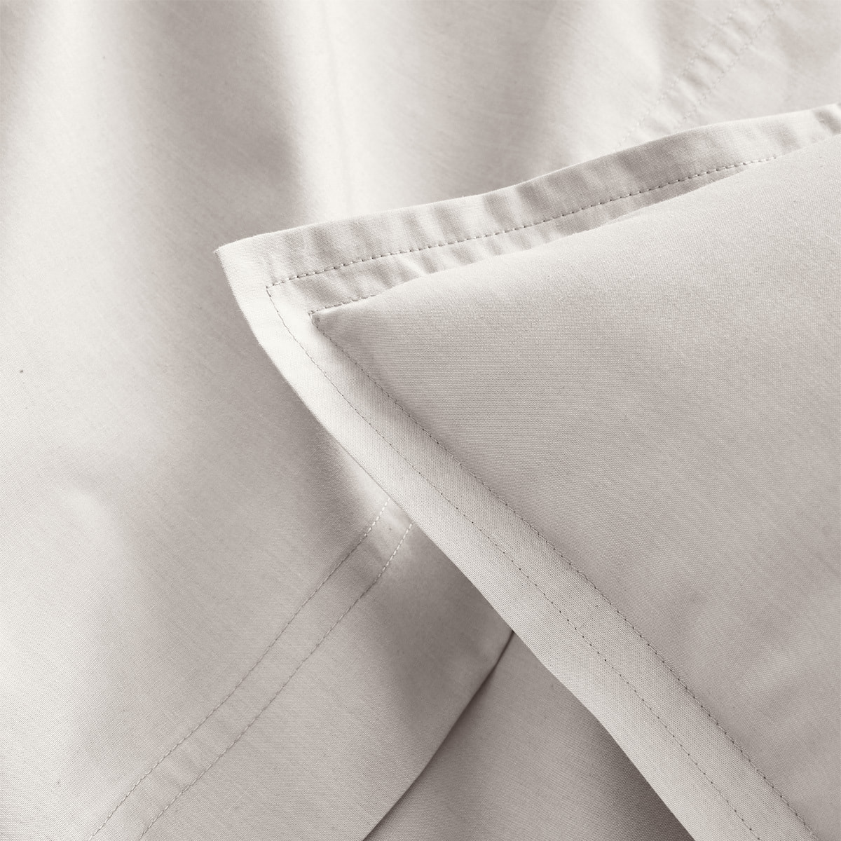 Parure de lit Housse de couette + Taies carrées en percale de coton, PREMIÈRE, Gris Perle