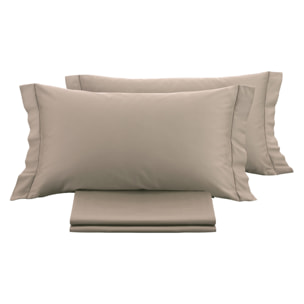 Parure copripiumino tinta unita taupe in raso 100% cotone