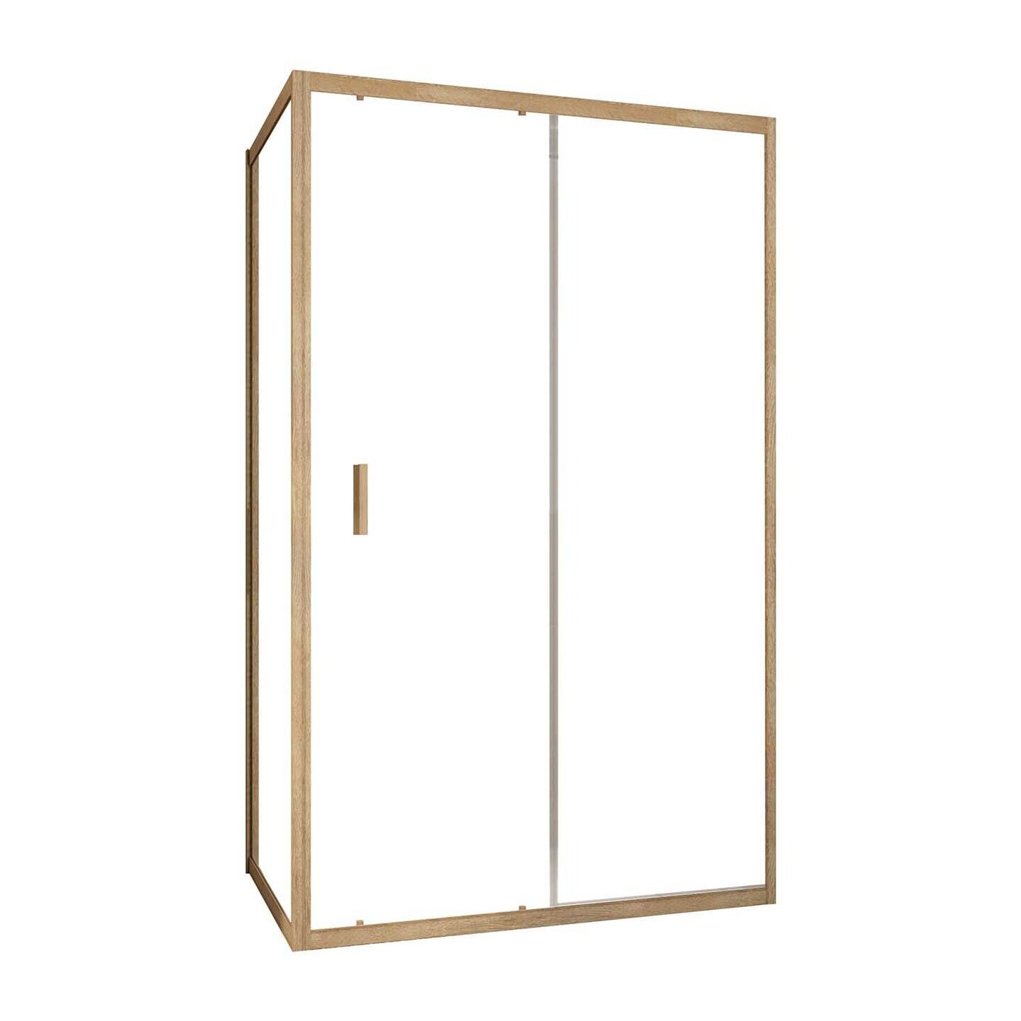 Porte de Douche Coulissante et Retour 120x80x200cm - Profilés Alu Effet Bois - Verre Trempé 6mm