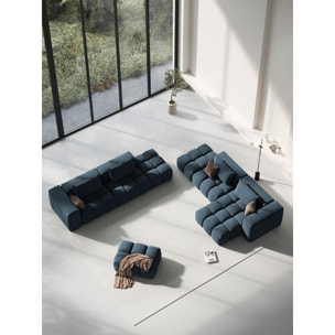 Canapé modulable droit "Lorella" 3 places en tissu structurel bleu foncé