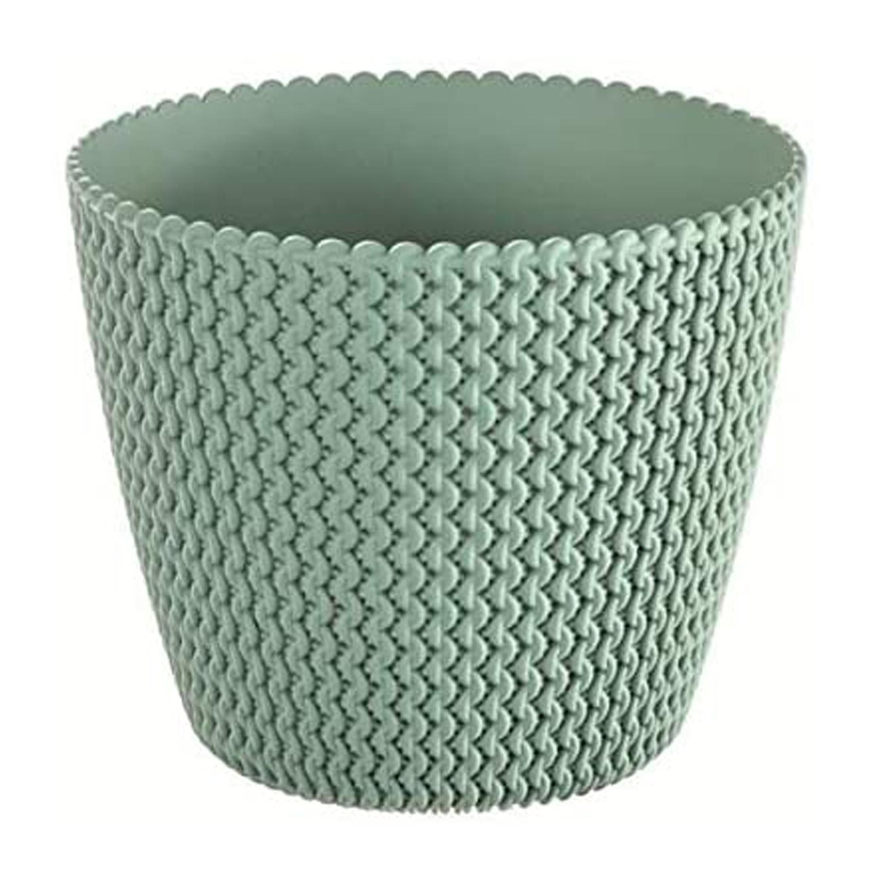 Maceta redonda 8L Prosperplast Splofy efecto Rattan en color verde