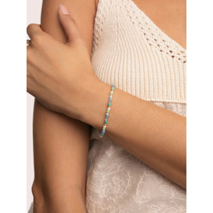 Pulsera Crystal Blue Acero Baño Oro