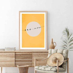 Affiche abstrait ""depart electrique"" Affiche + cadre en bois - Chêne