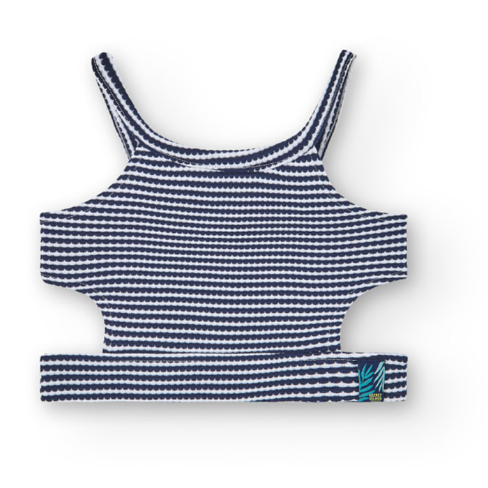 Top niña, algodón liso, tirantes, azul marino