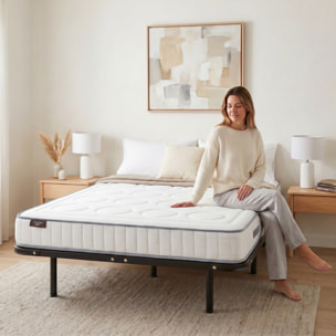 Ensemble Matelas Cristal & Sommier Somkit, 18 cm, Mémoire de Forme, Cadre à Lattes, Métal Robuste, Soutien Ferme