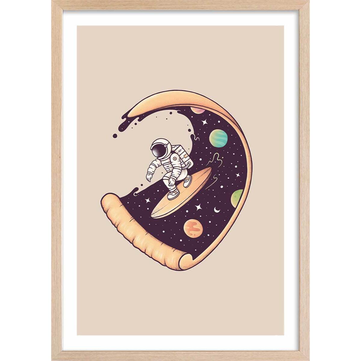 Affiche enfant surf en cosmos  Affiche sous cadre bois