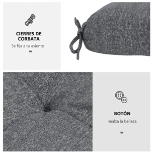 Conjunto de Cojines para Sillas de Comedor 48x48x10 cm Juego de 4 Piezas Cojines para Sillas de Jardín Impermeable y Anti-UV con 2 Cordones de Fijación Gris