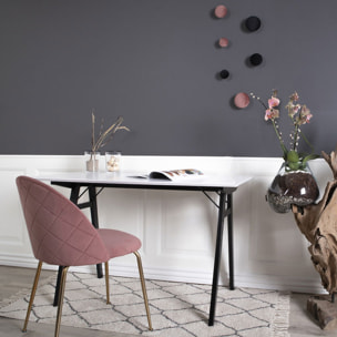Set 2 sedie da pranzo Geneve in velluto rosa con gambe effetto ottone