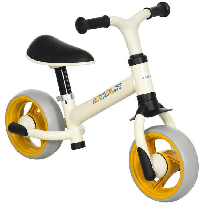 Bicicleta sin Pedales para Niños de 18-48 Meses Bicicleta de Equilibrio con Asiento Ajustable en Altura Carga 25 kg 66,5x34x47 cm Blanco y Naranja