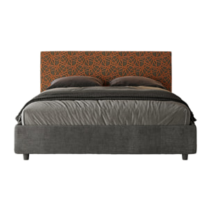 Letto matrimoniale senza rete imbottito 160x210 tessuto Era 04 arancio Arla