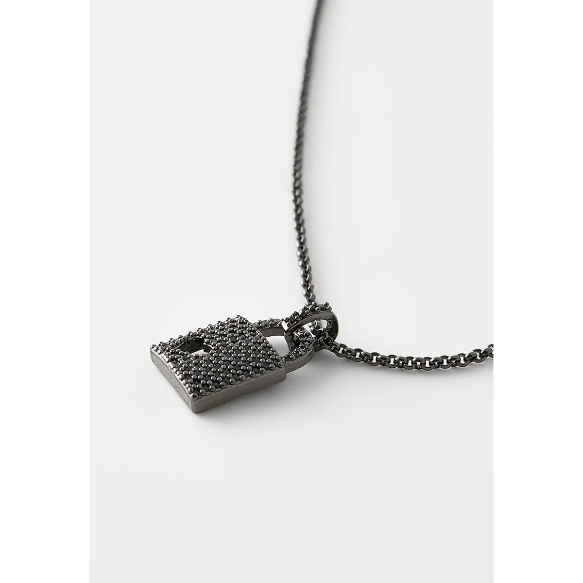 Collana U.S. Polo Assn. In metallo nero con pendente a lucchetto con cristalli neri