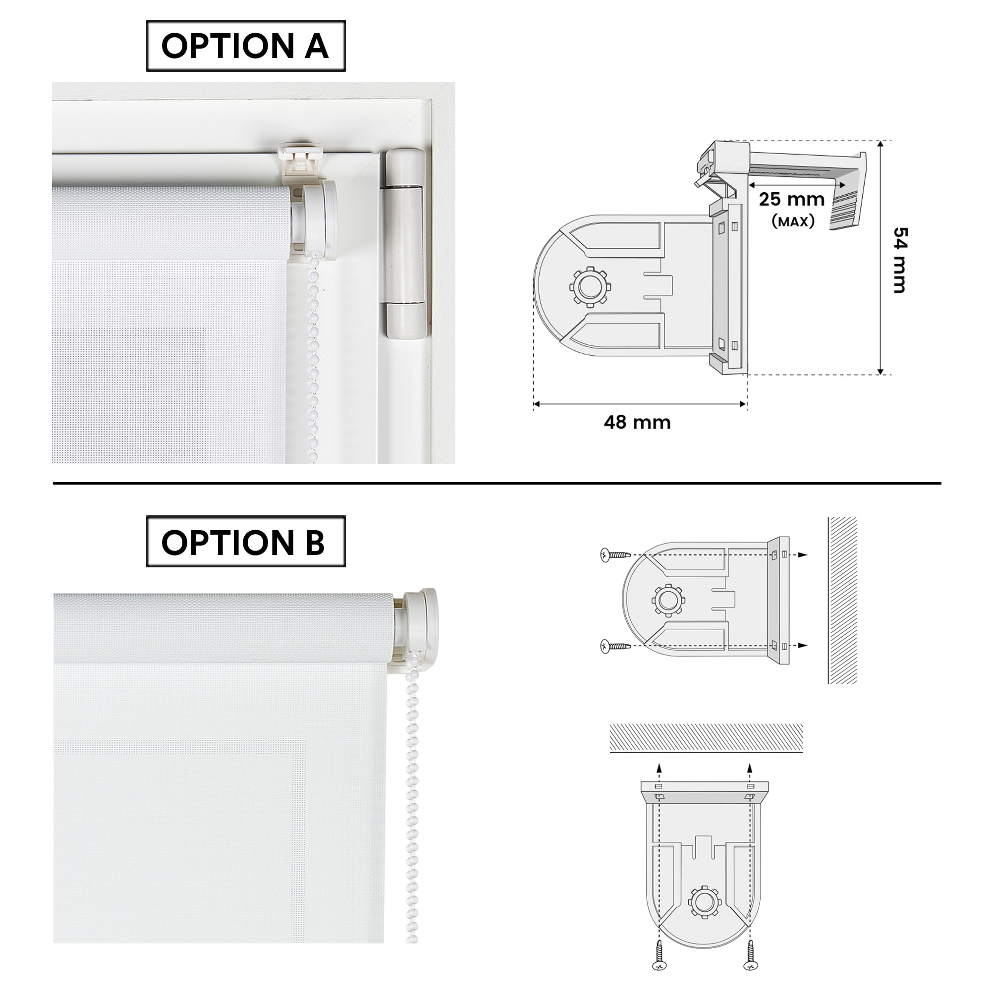 Enrollable CLIP&FIX SCREEN Blanco nieve