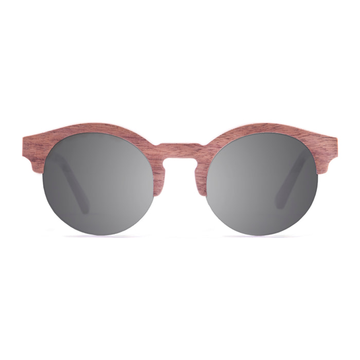Gafas de sol KAU HONG KONG - De madera de ébano con patilla rojo / Ahumada